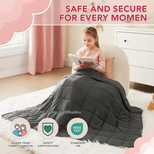 CuteKing Weighted Blanket (7lbs, 40x 60, Grey) Heavy Blanket for 60-80lbs, Weighted Blanket for Cooling & Heating with Premium Glass Beads, Thick Blanket All-Season