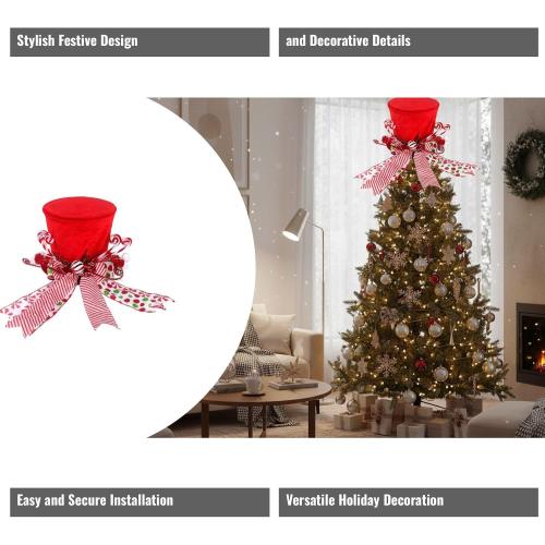 Festive Christmas Tree Topper Hat Decoration for Holiday and Indoor
