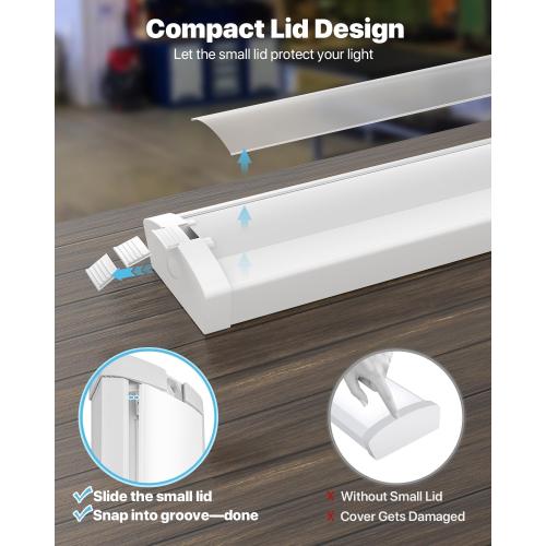 HYPERLITE 4FT LED Wraparound Light 6600LM, 60W/50W/40W, 4000K 48Inch Garage Ceiling Lights Surface Mount, AC120V ETL Listed Hardwired Led Light Fixture for Garage, Kitchen, Fluorescent Replacement,4P