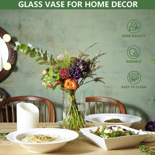 6 Inch Tall Glass Cylinder Vase for Table Centerpieces,Set of 6 Clear Glass Vases Bulk for Flowers Decor,Floating Candle,Wedding Favors(3.5 W X 6 H)