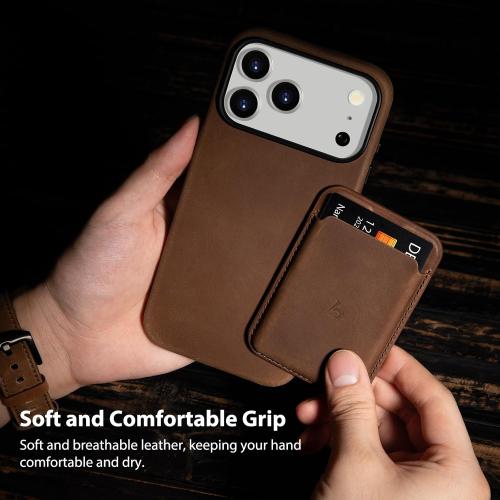Belemay Handcrafted Crazy Horse Leather Case for iPhone 17 Pro, Compatible with MagSafe, Vintage Aesthetic, Two-Tone Effect, Unique Patina, Camera Control Button, Metal Buttons (6.3), Vintage Brown