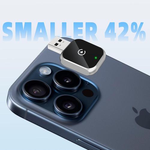 Mini Wireless Carplay Adapter for iPhone - Carplay Wireless Adapter Car Play Dongle Bluetooth, Compatible with iPhone iOS 10 , [2025 Upgraded] Silver