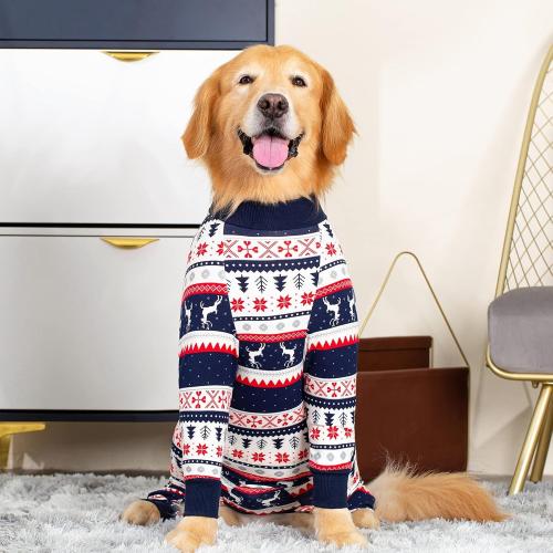 Dog Recovery Suit After Surgery Female Male, Medium Large Dog Neuter Shirt Cone Alternatives Prevent Licking Surgical Onesies (Christmas Blue, XL)