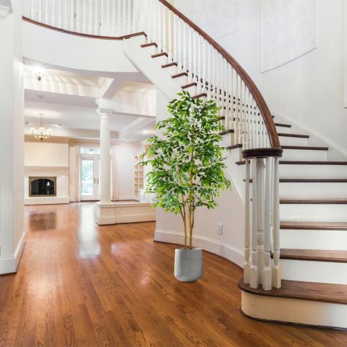 Artificial Ficus Tree, 7ft Silk Fake Ficus Leaves Plant with Basket, Indoor Outdoor Faux Green Tree for Home Garden Office House Livingroom Décor