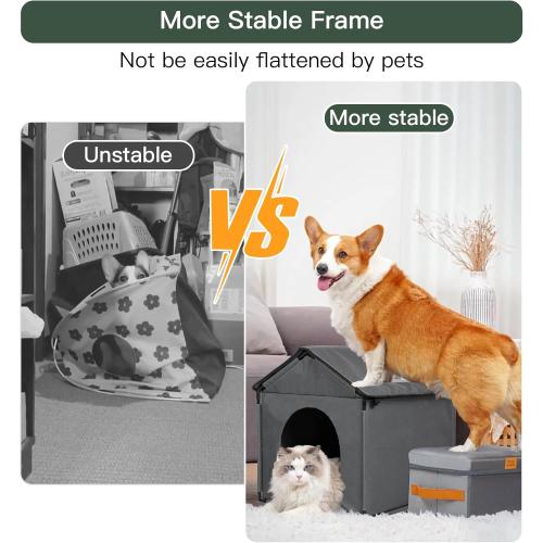 Large Dog House Soft Indoor (Int 30x28x23in/Ext 31x30x31in) w/Soft Cushion | Oxford Fabric, More Stable Frame, Thickened Roof, Ideal for Labrador, Husky, Samoyed, Golden Retriever, German Shepherd