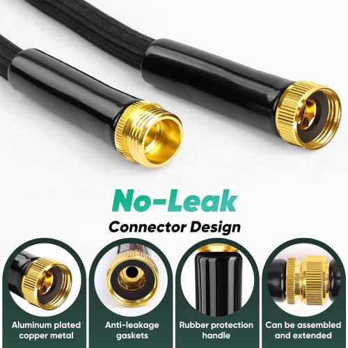 Garden Hose 100FT, Non-Expanding, Lightweight Hose With 8 Function Nozzle, Leak-Proof, No-Knot, Easy to Carry, Wear-Resistant, Sturdy, Flexible, 3/4GHT, Water Hose for Yard, Garden, Outdoor