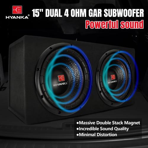 H YANKA BSC-15-4 15 Inch Subwoofer - 1200W MAX Power 15 Inch Paper Cone Subwoofer Car Audio, Black Iron Basket, 2.5“ Dual Voice Coil 4 Ohm Impedance 15 Sub for Cars
