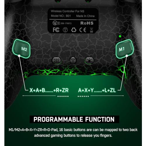 Wireless Switch Controller for Nintendo Switch/Lite/OLED Controller, Switch Controller with a Mouse Touch Feeling on Back Buttons, Extra Switch Pro Controller with Wake-up,Programmable, Turbo Function