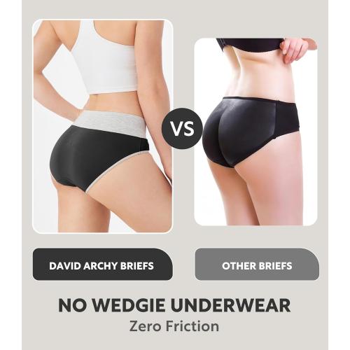 DAVID ARCHY Womens Underwear, Bamboo Rayon Women's Briefs - Moisture Wicking Panties, Soft & Breathable, 4 Pack