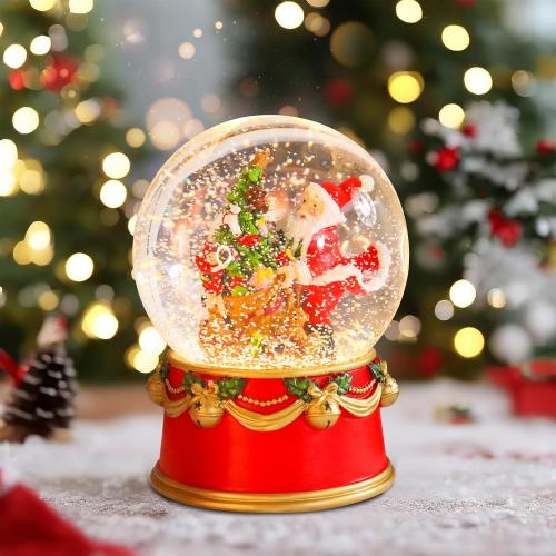 Christmas Snow Globes Musical Snow Globe with Santa Clause Bags Tree Bears 8 Songs Color Changing Battery Operated Snowglobe for Christmas Home Party Decor
