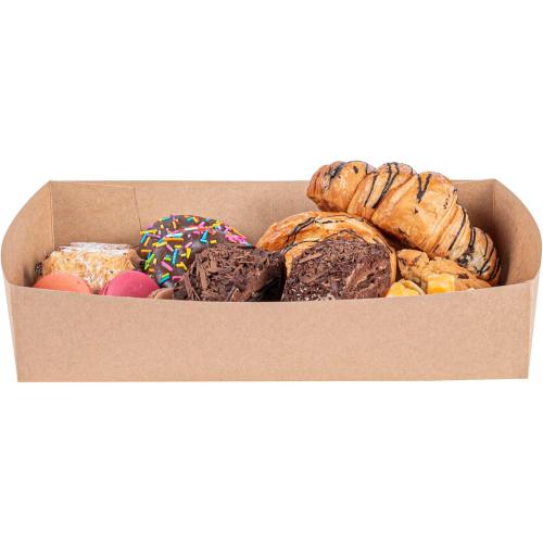 Restaurantware Kraft Paper Inserts 10 Count 13.6 x 9.3 x 2.4 Greaseproof PE Coating Freezer-Ready Disposable Sturdy Brown Paper Inserts for Take Out Food Dividers, Deli Boxes, Catering Trays