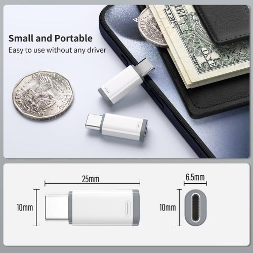 2 Pack Lightning to USB C Adapter for iPhone 15/16/16 Pro Max/Plus,Samsung S24,Support Charging & Data Transfer,Type C Charger Connector Cable,Lightning Female to USB C Male Adapter,Not for Audio