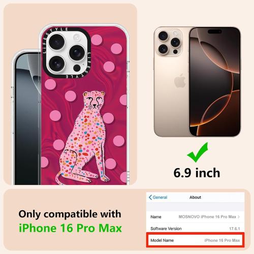 for iPhone 16 Pro Max Case with Exclusive Pink Cheetah Design, Anti-Scratch Soft TPU Slim Fit Shockproof Protective Case for iPhone 16 Pro Max Women Girls, Raised Camera Protection