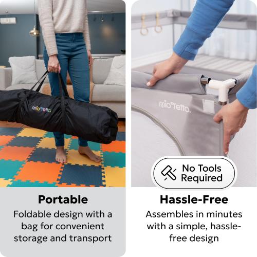 MioTetto Large Baby Playpen – Portable Play Pen, Playpen for Babies and Toddlers with Gate and Breathable Mesh – Indoor, Outdoor Baby Play Yard with Balls & Hangers - Safe and Sturdy Play Pen