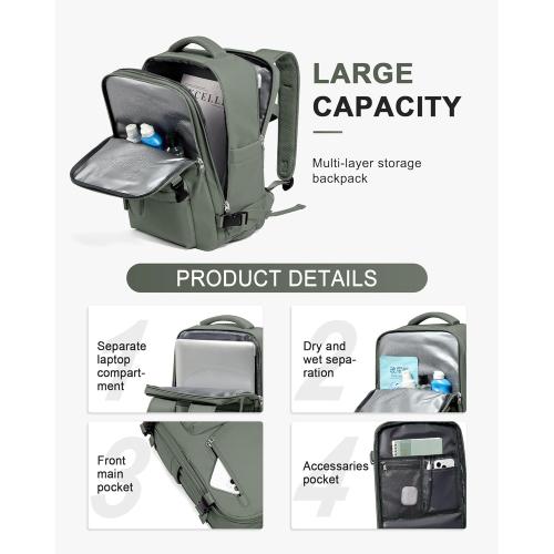 WONHOX Large Travel Backpack Carry on Flight Approved Laptop Work Business Backpack for Women Men Mochila de Viaje