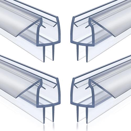 4 Pack Frameless Shower Door Bottom Seal, 3/8 x 39 Clear PVC Shower Seal Strip for 3/8 Inch Glass Shower Door Stop Shower Leaks