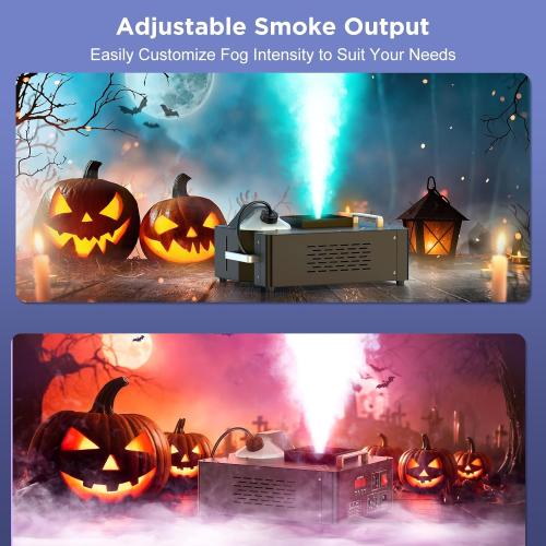 1500W Fog Machine with Lights 24 RGB LED Stage Smoke Machine Vertical Halloween Smoke Machine DMX/Wireless/Manual Control 2.5 Liters with 20000 CFM for Wedding Christmas Party Outdoor Indoor