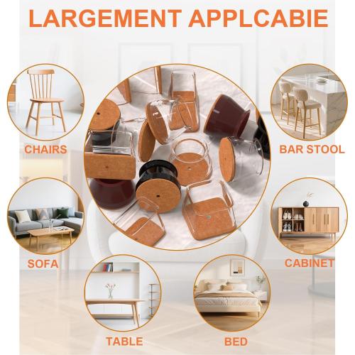 Ansible 24 pcs Square Large Chair Leg Floor Protectors, Furniture Felt Pads Silicone Covers caps for Chairs,Chair Leg Protectors for Hardwood Floors (Large fit:1'' to 1-5/8'')