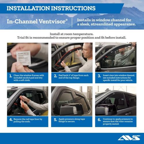 Auto Ventshade [AVS] in-Channel Rain Guards for 2023-2025 Chevrolet Colorado; 2025 GMC Canyon, Crew CAB ONLY | Window Vent Visors, 4 pcs. - Smoke | 194218