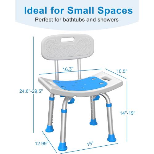 HOMLAND Shower Chair for Inside Shower with Removable Back, 400 lbs Heavy Duty Bath Seat for Bathtub, Safety Bath Stool for Seniors and Disabled