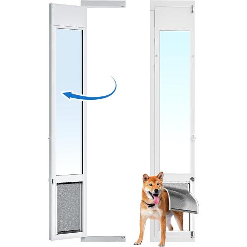 Large Dog Door for Sliding Glass Door,Openable Pet Door for Sliding Glass Doors，All-Metal Framed & Panel & Lock,Adjustable 75 7/8 to 81 Slider Height -Large