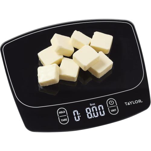 Taylor Waterproof Digital Kitchen Scale, 11 pounds, Black