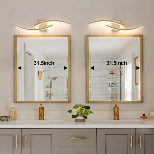 31.5 inch Modern Bathroom Vanity Light Gold Lights Fixtures Dimmable 5CCT Led Bathroom Light Fixture Over Mirror Modern Wall lamp for Cabinet Hallway