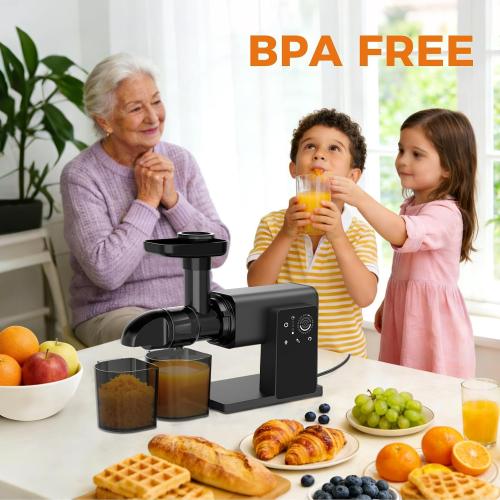 Cold Press Juicer Machines, Slow Masticating Juicers with LED Smart Touch Screen, Professional Extractor for Leafy Greens, Kale & Fibrous Vegetables, 2 Modes & Reverse, BPA-Free