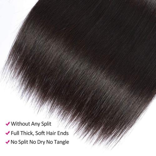 Natural Black Straight Human Hair Bundles 3 Bundles Straight Hair Brazilian Virgin Human Hair Extensions Unprocessed Hair Bundles for Women 10 12 14 Inch 300g