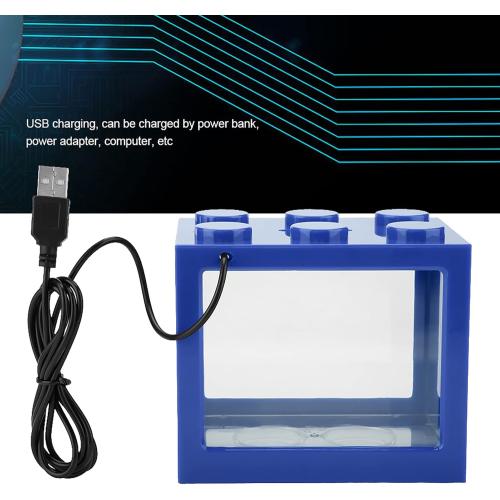 Small Fish, Acrylic Mini Fish Desktop Mini Aquarium Bowl for Goldfish Aquarium Starter Kits with USB LED Light Office Tea Table Decor
