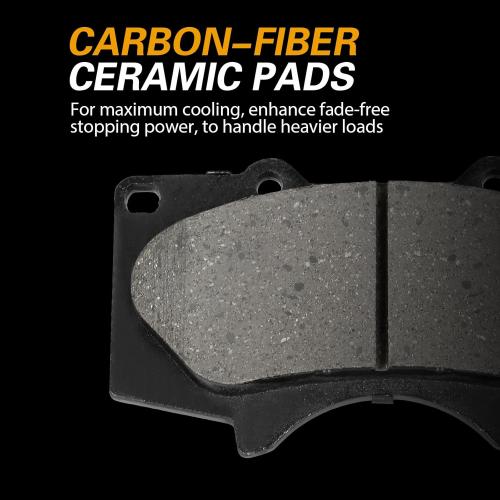 WEIZE Front Carbon Fiber Ceramic Brake Pads, Fits for Toyota Tundra Tacoma 4Runner Sequoia FJ Cruiser Lexus GX470, 2000 2001 2002 2003 2004 2005 2006 Truck and Tow Brake Pads Set with Hardware D976