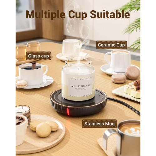 HouseGem Large Candle Warmer Plate - Coffee Cup Mug Warmer for Desk, Candle Melter, Electric Mug Heater for Beverages, Milk & Tea, Coffee Accessories Ideal Gifts Keep Cup Warm (Black)