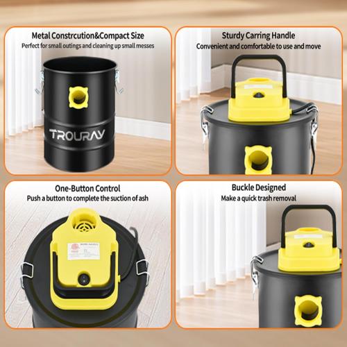 Ash Vacuum Cleaner,2.6 Gallon Heat-Resistant Lightweight Canister Vac Cleaners with 800W Powerful Suction and Blowing for Home