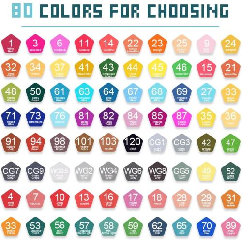 Alcohol Markers 80 Colors,Chisel & Fine Dual Tip Marker Set for Adults Kids,Permanent Markers Pens Coloring Alcohol Marker Perfect Halloween Christmas Gift for Painting Coloring Sketching