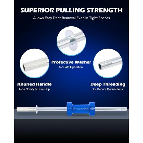 Blue Orion Motor Tech Heavy Duty Slide Hammer Dent Puller Set, Auto Body Removal Kit With 9 Attachments, 14pc Car Remover Tools for Cars Trucks More