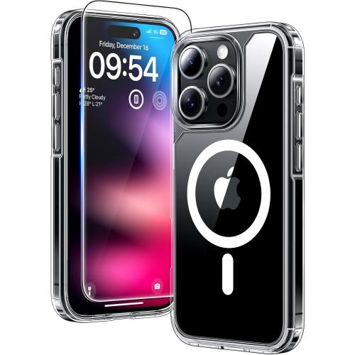 TAURI for iPhone 16 Pro Max Case, Compatible with MagSafe, with Screen Protectors, Not-Yellowing Military-Grade Protection, Shockproof Slim Magnetic Case for 16 ProMax 6.9, Clear