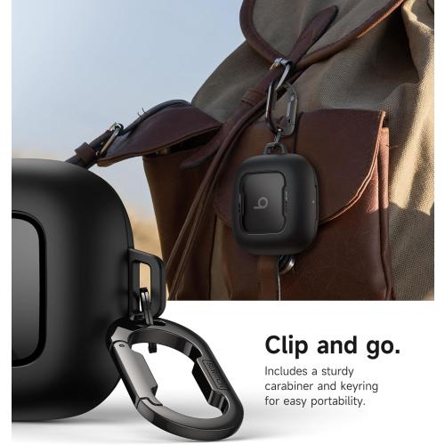 SURITCH for Beats Powerbeats Pro 2 Case Cover, Magnetic Locking Cases for Beats Powerbeats Pro 2 2025, Shockproof Bumper Protective Covers with Carabiner & Keyring & Cleaner Kit, Black