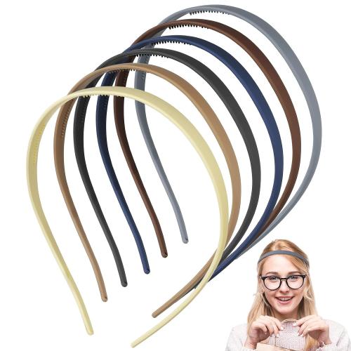 STOBAZA 4 Pcs Non-slip Thin Elastic Headbands for Glasses Women Lightweight Plastic Hairbands for Everyday Use with Comfortable Secure Fit in Black White Khaki Dark Blue