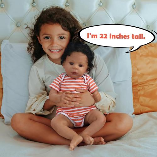 SCOM Realistic Reborn Baby Dolls Black-20 Inch Girl African American Newborn Baby Doll, Lifelike Weighted Soft Body, Christmas Birthday Gift for Kids Age 3