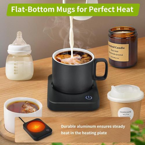 VOBAGA Coffee Mug Warmer for Desk with Auto Shut Off & 3-Temp Settings, Coffee Cup Warmer with Smart Safety Alert Home Office Accessory, Perfect for Coffee, Tea, Milk (Mug for Display)