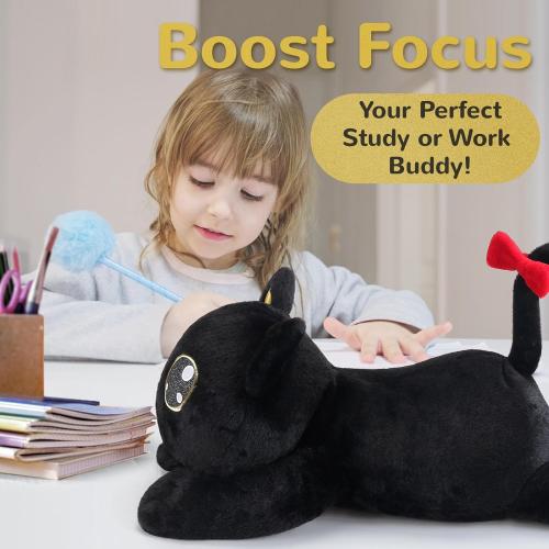 meowtastic Black Cat Weighted Stuffed Animals - 22 Inch 4.5 Pounds Weighted Plush Cat Stuffed Animal - Big Kitten Toys Pillow - Cute Plush Toys Gifts for Kids & Adults (22 4.5 lbs)