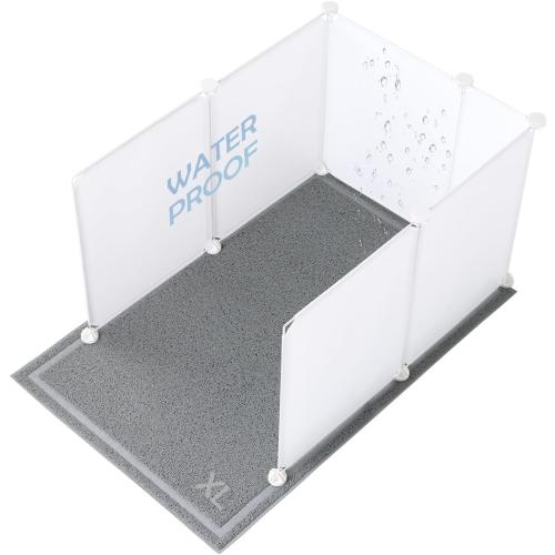 MEEXPAWS Cat Litter Box Enclosure Splash Guard Extra Large 28L × 21.5W x 18H inch, Light Weight Plastic Sheets with Cat Litter Mat Easy Clean (White)
