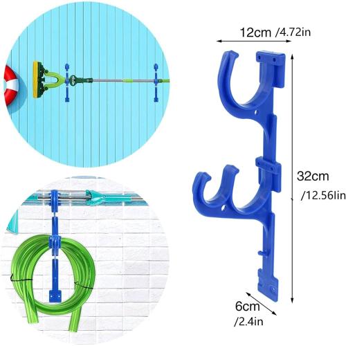 4 Pcs set Pool Pole Hanger Hook 4 Pcs Set, Blue Plastic Holder with Screwsfor Simple to Mount for Outdoor Swimming Pool Telescopic Poles, Nets, Brushes, Garden Hose,Swimming Pool Accessories