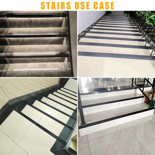 10 Pcs 36in x1.2in Stair Edge Protector,Aluminum Alloy L-Shaped Non-Slip Metal Stair Nosing,Indoor Outdoor Waterproof Tread Stair Nose Molding Stair Edging Stair Edge Trim (3Ft,Black,10 Pcs)