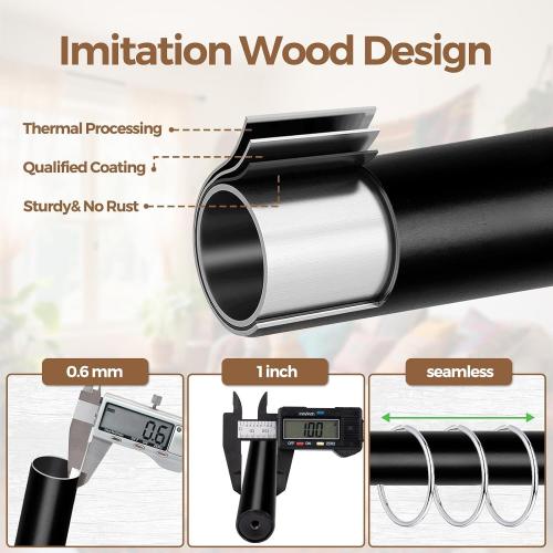 KAMANINA Black Curtain Rods for Windows 66 to 120 Inch Heavy Duty