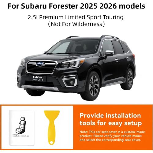 Custom 1:1 Fit Forester Seat Covers for 2025(Not for Wilderness) | for 2.5i, Premium, Sport, Limited, Touring & 2022–2025 Wilderness,Full Set Waterproof Leatherette,Pet & Kid Friendly,Black