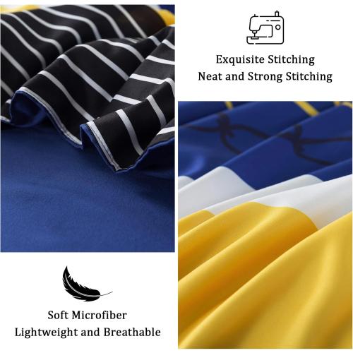 8 Pieces Bed in a Bag Stripe Comforter Set Queen Size,Patchwork Striped Comforter with Sheets Set Soft Microfiber Boho Bedding Sets (Blue Yellow)