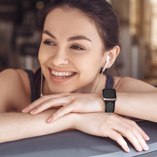 Lerobo Sport Bands Compatible with Apple Watch Ultra 3 2 1 Band 49mm for iWatch Band 11 10 46mm SE 3 2 1 44mm 45mm 42mm, Breathable Silicone Strap for iWatch Series 9 8 7 6 5 4 3 2 1 Men,Black/Gray