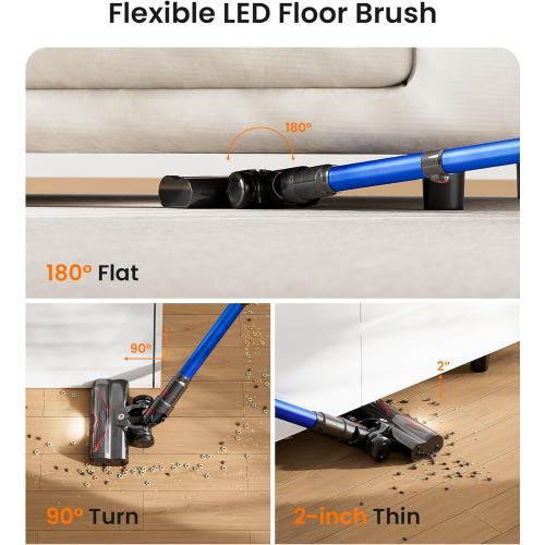 NADALY Cordless Vacuum Cleaner, 550W 45Kpa 65Mins Vacuum Cleaners for Home, Stick Vacuum with LED Display, Anti-Tangle, Self-Standing, 8-in-1 Lightweight Vacuum for Hardwood Floor/Carpet/Pet Hair