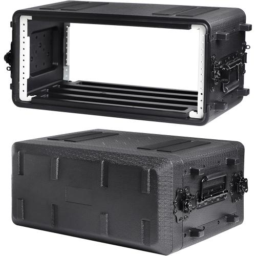 Diandian 4U Rack Case Shallow 11 Depth, 19 Rackmount Flight Case, Watertight Dust-Proof, Shock Mount for Amplifier, Pro Audio, DJ Mixer, Effects with Microphone Compartments
